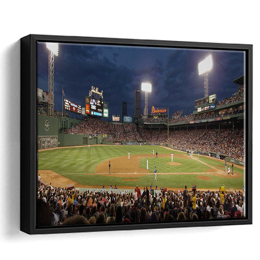 Fenway Park at Night, Stadium Canvas, Sport Art, Framed Canvas Print Wall Art, Floating Frame