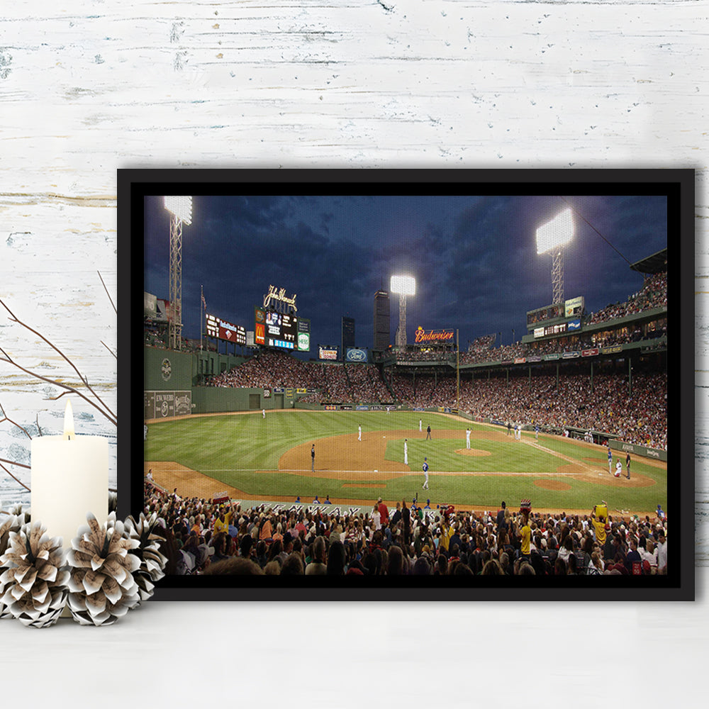 Fenway Park at Night, Stadium Canvas, Sport Art, Framed Canvas Print Wall Art, Floating Frame