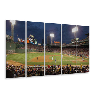 Fenway Park at Night, Stadium Canvas, Sport Art, 5 Panel B, Extra Large Canvas, Canvas Print Wall Art