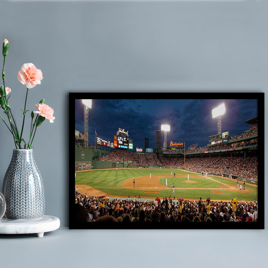 Fenway Park at Night, Stadium Canvas, Sport Art, Gift for him, Framed Art Print Wall Decor, Picture Framed