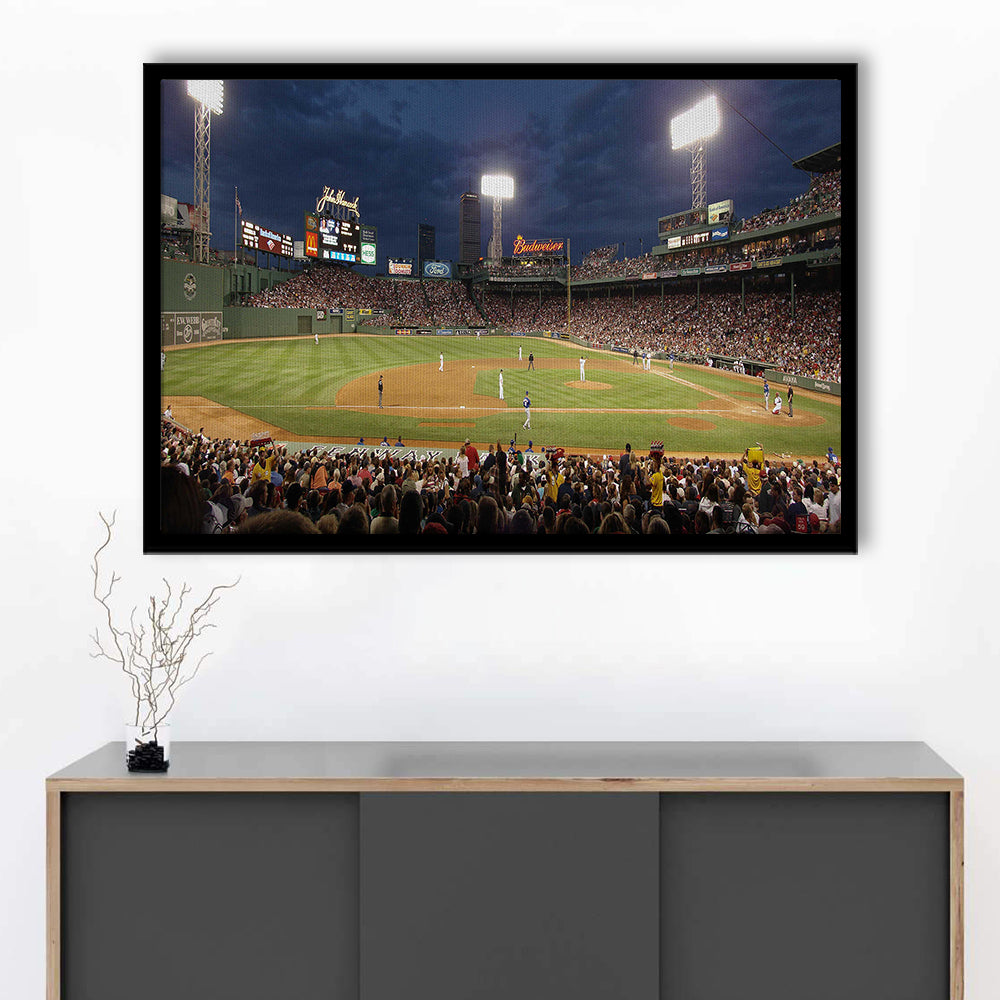 Fenway Park at Night, Stadium Canvas, Sport Art, Gift for him, Framed Art Print Wall Decor, Picture Framed
