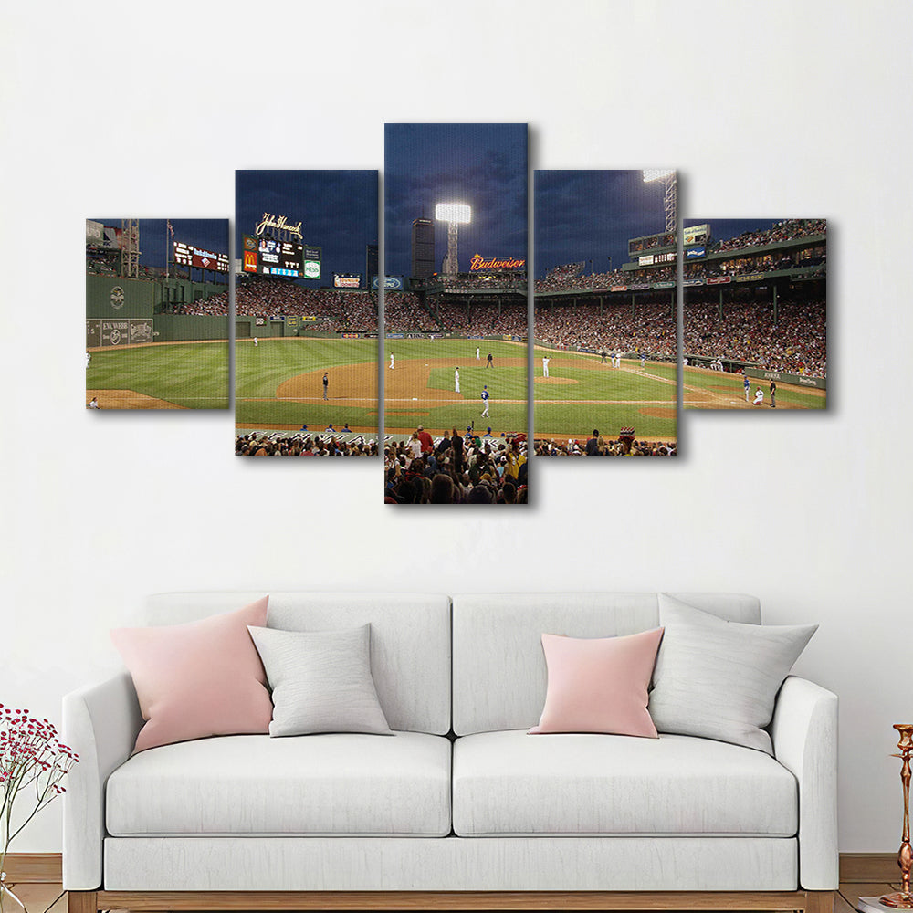 Fenway Park at Night, Stadium Canvas, Sport Art, Gift for him, 5 Panel, Large Canvas, Canvas Print Wall Art