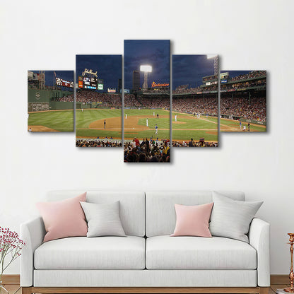 Fenway Park at Night, Stadium Canvas, Sport Art, Gift for him, 5 Panel, Large Canvas, Canvas Print Wall Art