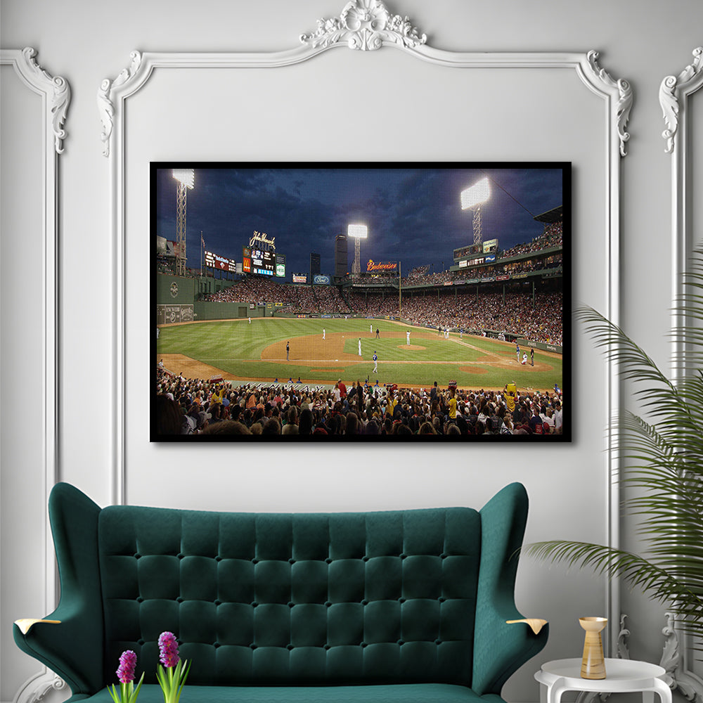 Fenway Park at Night, Stadium Canvas, Sport Art, Gift for him, Framed Art Print Wall Decor, Picture Framed