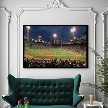 Fenway Park at Night, Stadium Canvas, Sport Art, Gift for him, Framed Art Print Wall Decor, Picture Framed