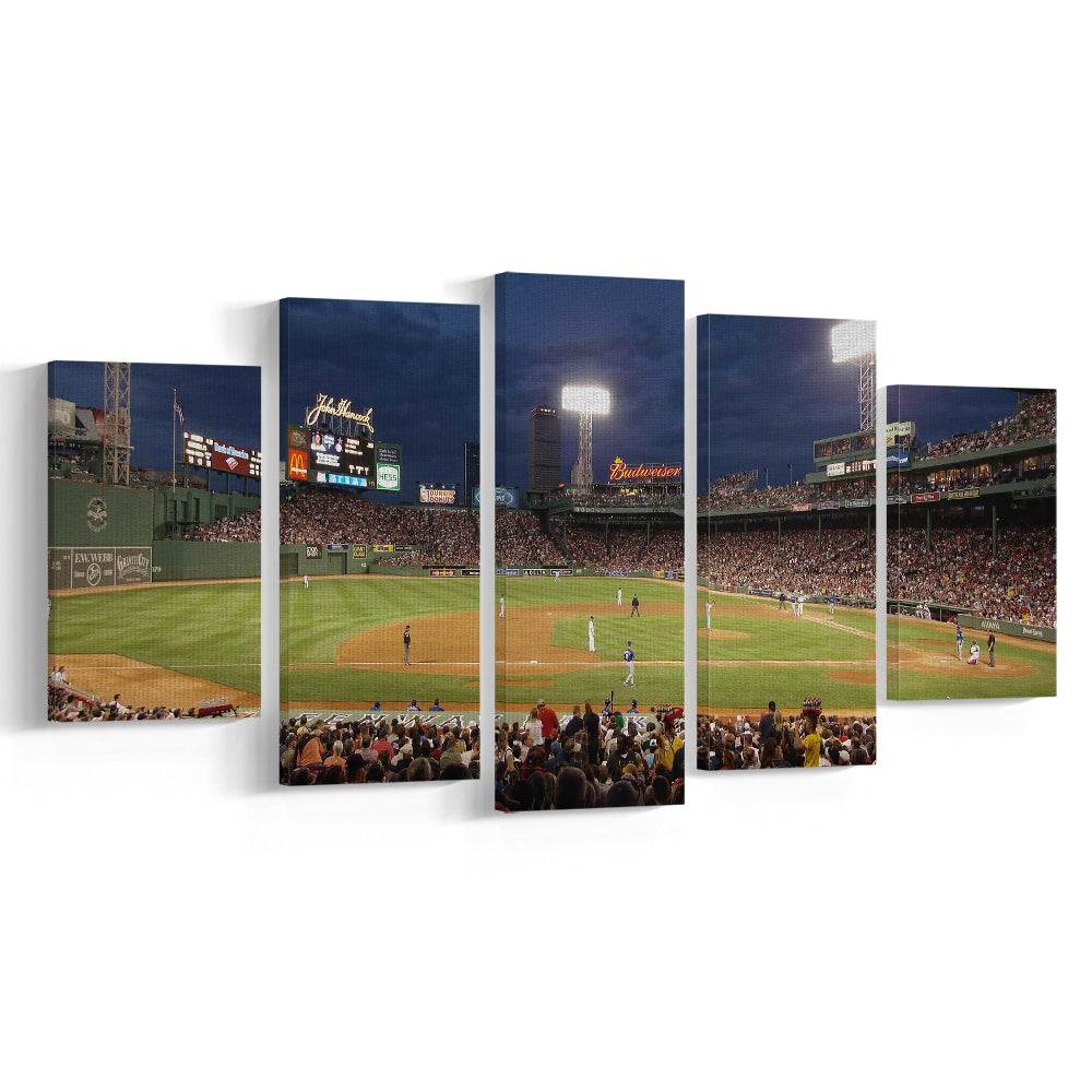 Fenway Park at Night, Stadium Canvas, Sport Art, Gift for him, 5 Panel, Large Canvas, Canvas Print Wall Art