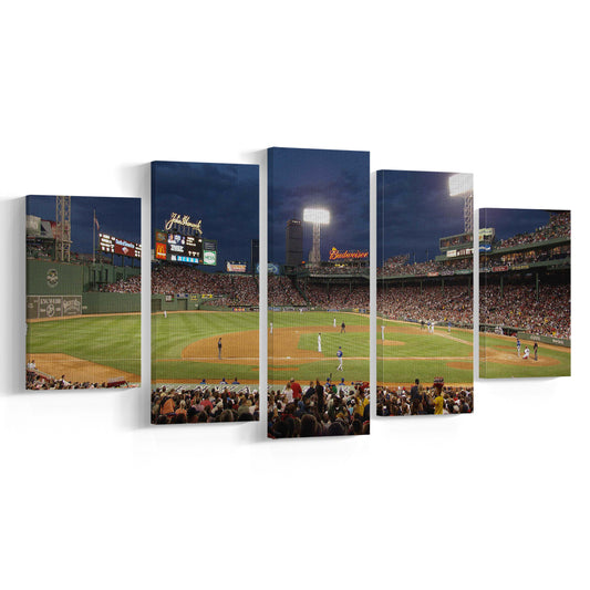 Fenway Park at Night, Stadium Canvas, Sport Art, Gift for him, 5 Panel, Large Canvas, Canvas Print Wall Art