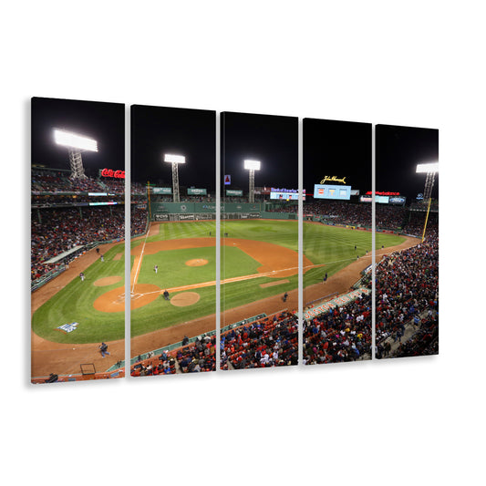 Fenway Park in Boston, Stadium Canvas, Sport Art, 5 Panel B, Extra Large Canvas, Canvas Print Wall Art