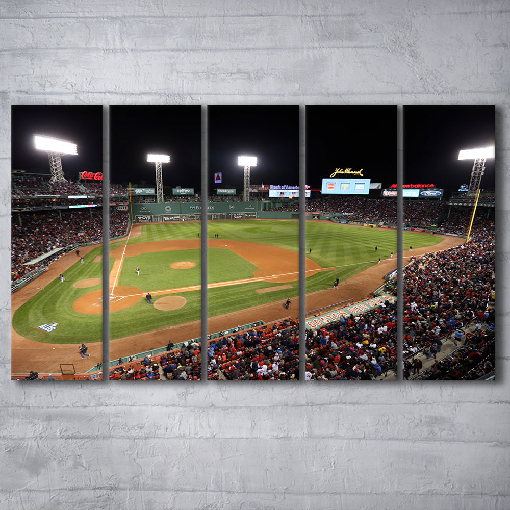 Fenway Park in Boston, Stadium Canvas, Sport Art, 5 Panel B, Extra Large Canvas, Canvas Print Wall Art