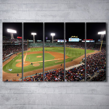 Fenway Park in Boston, Stadium Canvas, Sport Art, 5 Panel B, Extra Large Canvas, Canvas Print Wall Art