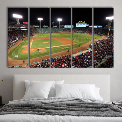 Fenway Park in Boston, Stadium Canvas, Sport Art, 5 Panel B, Extra Large Canvas, Canvas Print Wall Art
