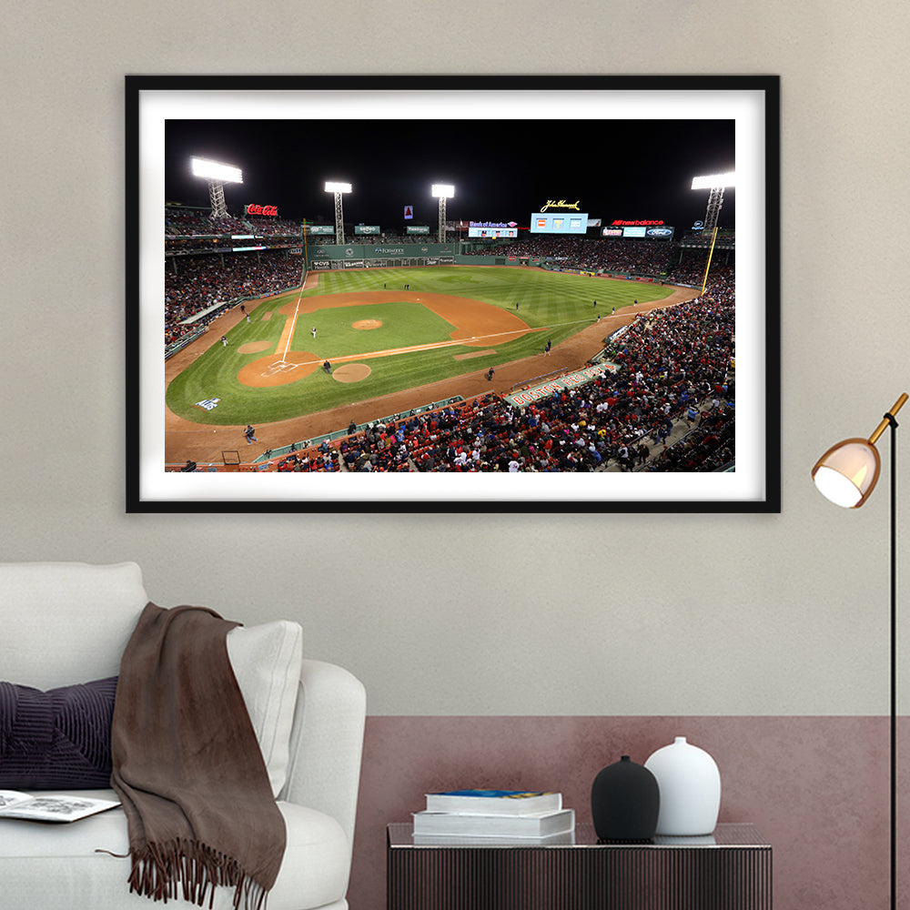 Fenway Park in Boston, Stadium Canvas, Sport Art, Gift for him, White Border Framed Art Print Wall Decor