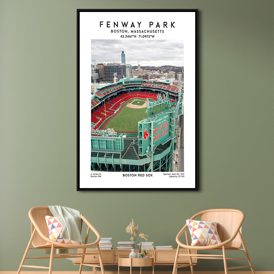 Fenway Park,Boston Baseball Stadium Wall Art Print, Sport Art Print, Framed Canvas Prints Wall Art