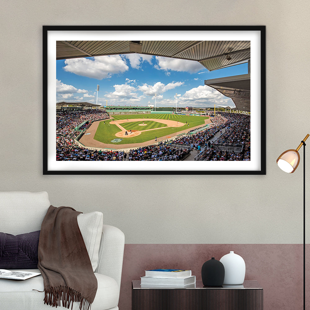 Fenway South Park in Fort Myers, Stadium Canvas, Sport Art, Gift for him, White Border Framed Art Print Wall Decor