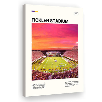 Ficklen Stadium Print, East Carolina Pirates Stadium Canvas Art, Fan Gifts, Sport Art, Canvas Print Wall Art