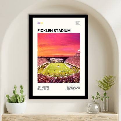 Ficklen Stadium Print, East Carolina Pirates Stadium Art, Gifts for him, Sport Art, Framed Art Print Wall Decor