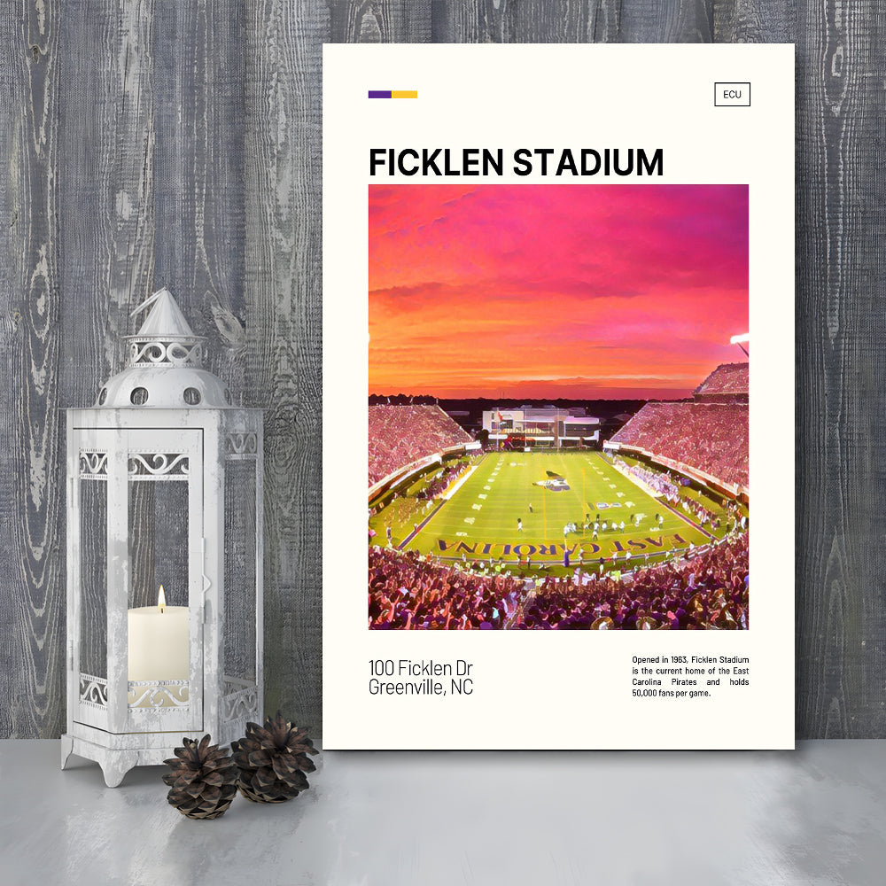Ficklen Stadium Print, East Carolina Pirates Stadium Canvas Art, Fan Gifts, Sport Art, Canvas Print Wall Art