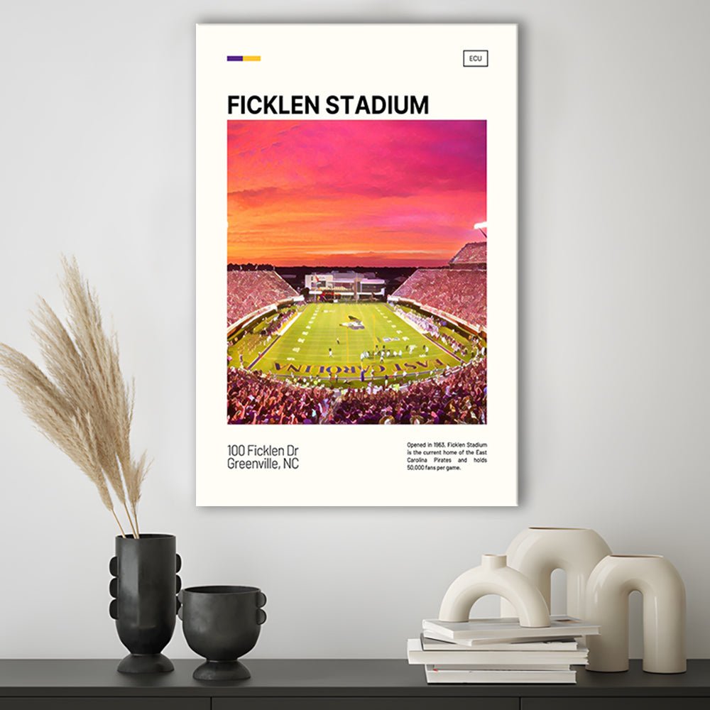 Ficklen Stadium Print, East Carolina Pirates Stadium Canvas Art, Fan Gifts, Sport Art, Canvas Print Wall Art