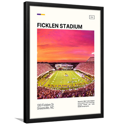Ficklen Stadium Print, East Carolina Pirates Stadium Art, Gifts for him, Sport Art, Framed Art Print Wall Decor