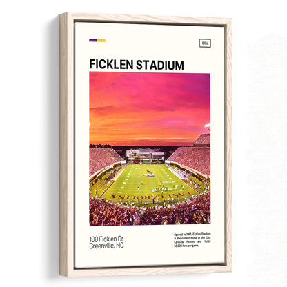 Ficklen Stadium Print, East Carolina Pirates Stadium Canvas Art, Man Cave Gift, Floating Framed Canvas Print Wall Art
