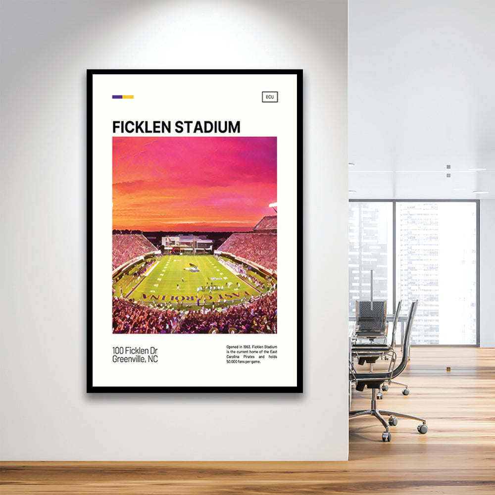 Ficklen Stadium Print, East Carolina Pirates Stadium Art, Gifts for him, Sport Art, Framed Art Print Wall Decor