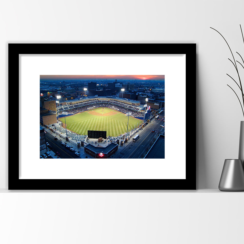 Fifth Third Field Aerial View, Stadium Canvas, Sport Art, Gift for him, White Border Framed Art Print Wall Decor