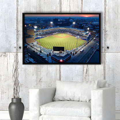 Fifth Third Field Aerial View, Stadium Canvas, Sport Art, Framed Canvas Print Wall Art, Floating Frame