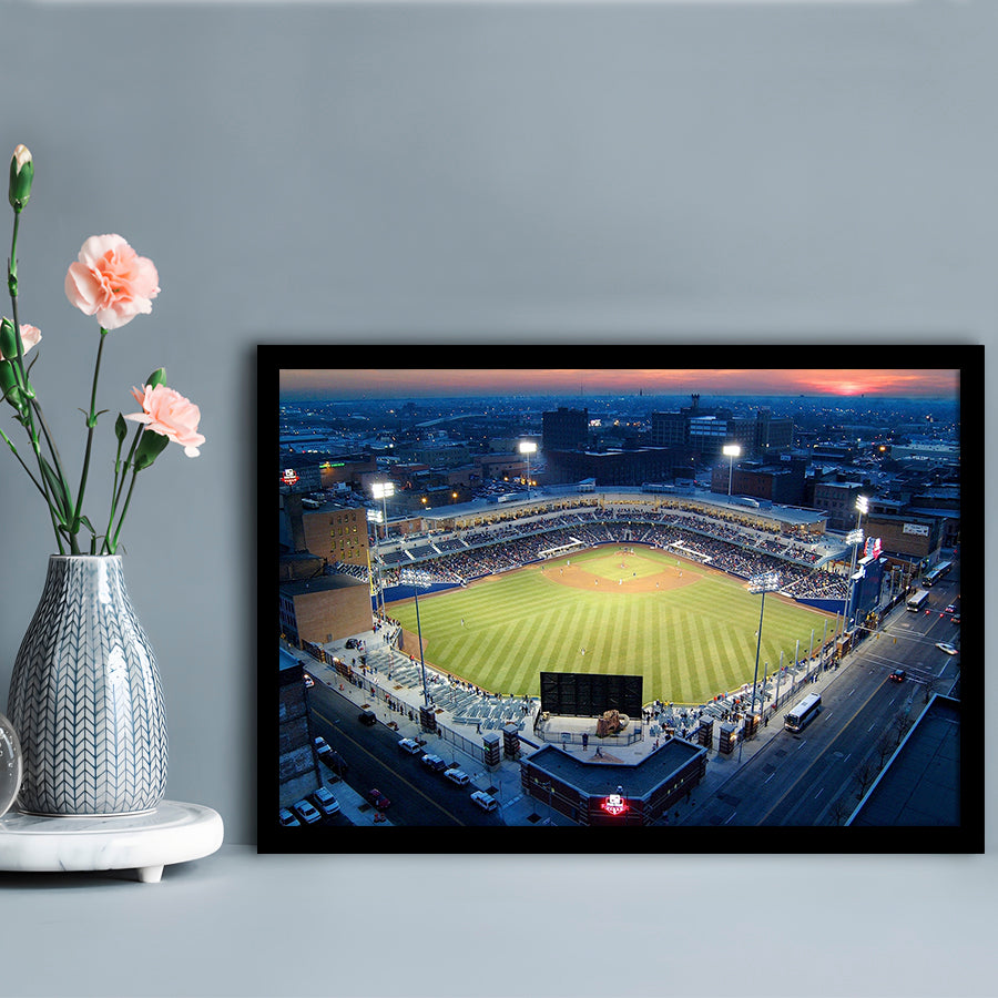 Fifth Third Field Aerial View, Stadium Canvas, Sport Art, Gift for him, Framed Art Print Wall Decor, Picture Framed