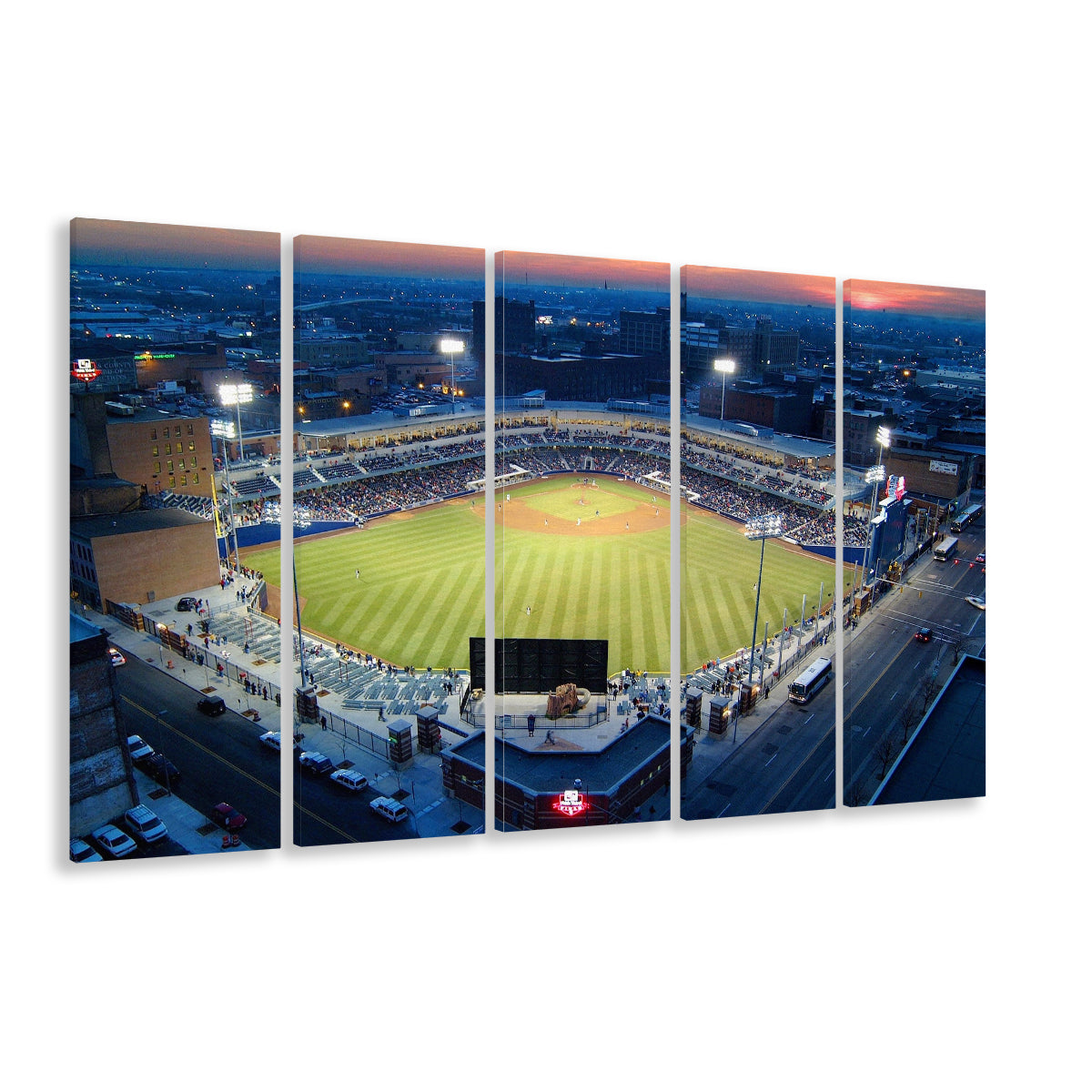 Fifth Third Field Aerial View, Stadium Canvas, Sport Art, 5 Panel B, Extra Large Canvas, Canvas Print Wall Art