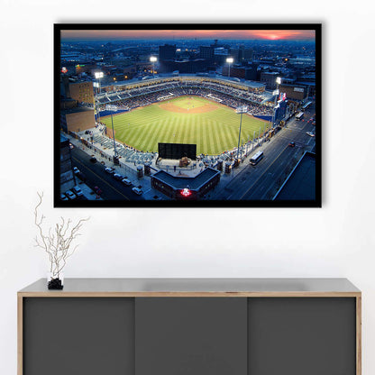 Fifth Third Field Aerial View, Stadium Canvas, Sport Art, Gift for him, Framed Art Print Wall Decor, Picture Framed