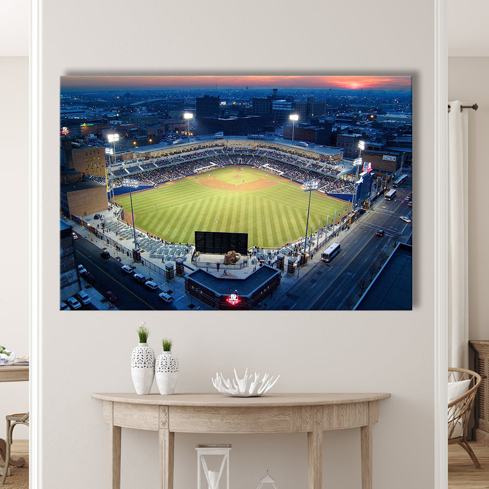 Fifth Third Field Aerial View, Stadium Canvas, Sport Art, Gift for him, Man Cave Decor, Art Print, Canvas Print Wall Art