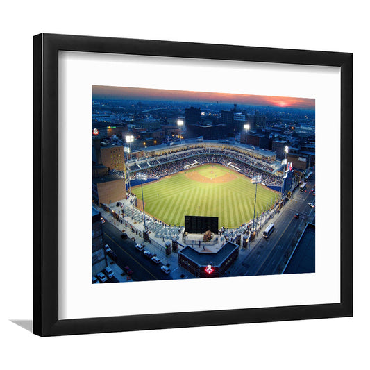 Fifth Third Field Aerial View, Stadium Canvas, Sport Art, Gift for him, White Border Framed Art Print Wall Decor