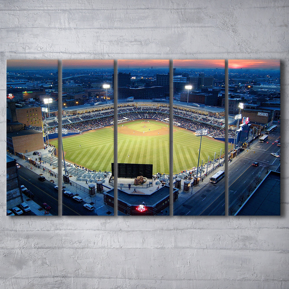 Fifth Third Field Aerial View, Stadium Canvas, Sport Art, 5 Panel B, Extra Large Canvas, Canvas Print Wall Art