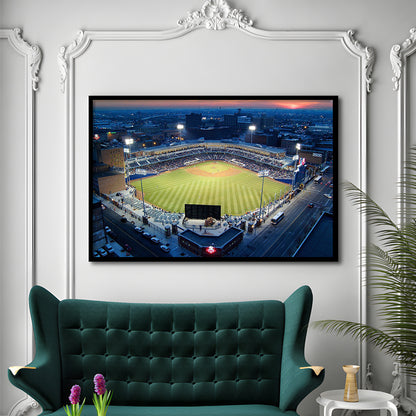 Fifth Third Field Aerial View, Stadium Canvas, Sport Art, Gift for him, Framed Art Print Wall Decor, Picture Framed