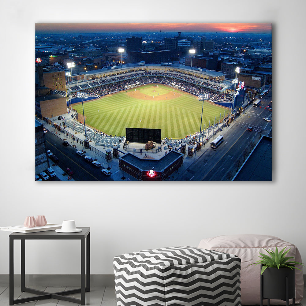 Fifth Third Field Aerial View, Stadium Canvas, Sport Art, Gift for him, Man Cave Decor, Art Print, Canvas Print Wall Art