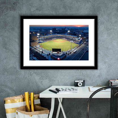 Fifth Third Field Aerial View, Stadium Canvas, Sport Art, Gift for him, White Border Framed Art Print Wall Decor