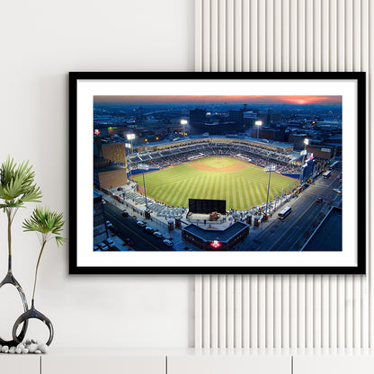 Fifth Third Field Aerial View, Stadium Canvas, Sport Art, Gift for him, White Border Framed Art Print Wall Decor