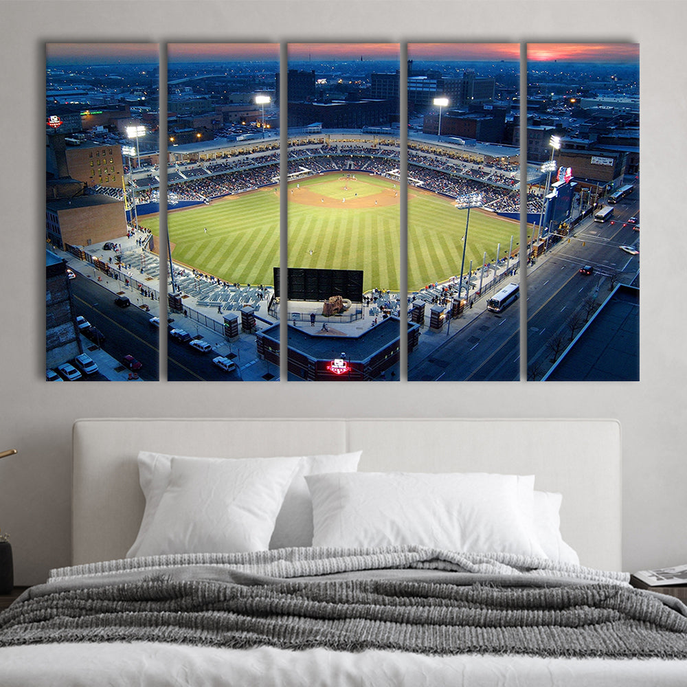 Fifth Third Field Aerial View, Stadium Canvas, Sport Art, 5 Panel B, Extra Large Canvas, Canvas Print Wall Art