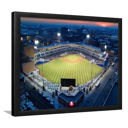 Fifth Third Field Aerial View, Stadium Canvas, Sport Art, Gift for him, Framed Art Print Wall Decor, Picture Framed