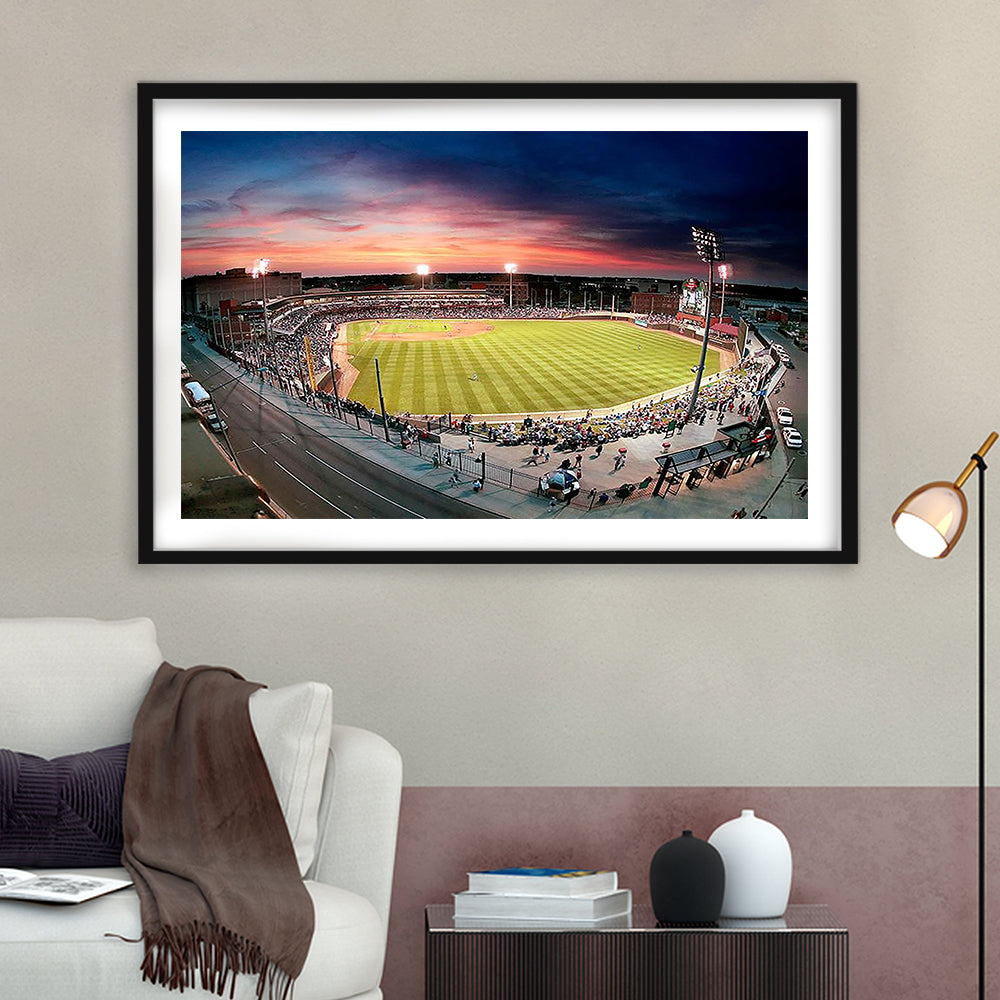 Fifth Third Field Dayton, Stadium Canvas, Sport Art, Gift for him, White Border Framed Art Print Wall Decor