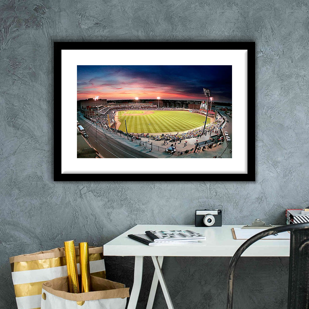 Fifth Third Field Dayton, Stadium Canvas, Sport Art, Gift for him, White Border Framed Art Print Wall Decor