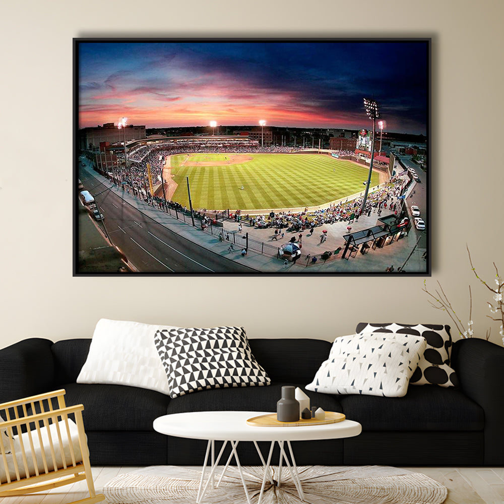 Fifth Third Field Dayton, Stadium Canvas, Sport Art, Framed Canvas Print Wall Art, Floating Frame