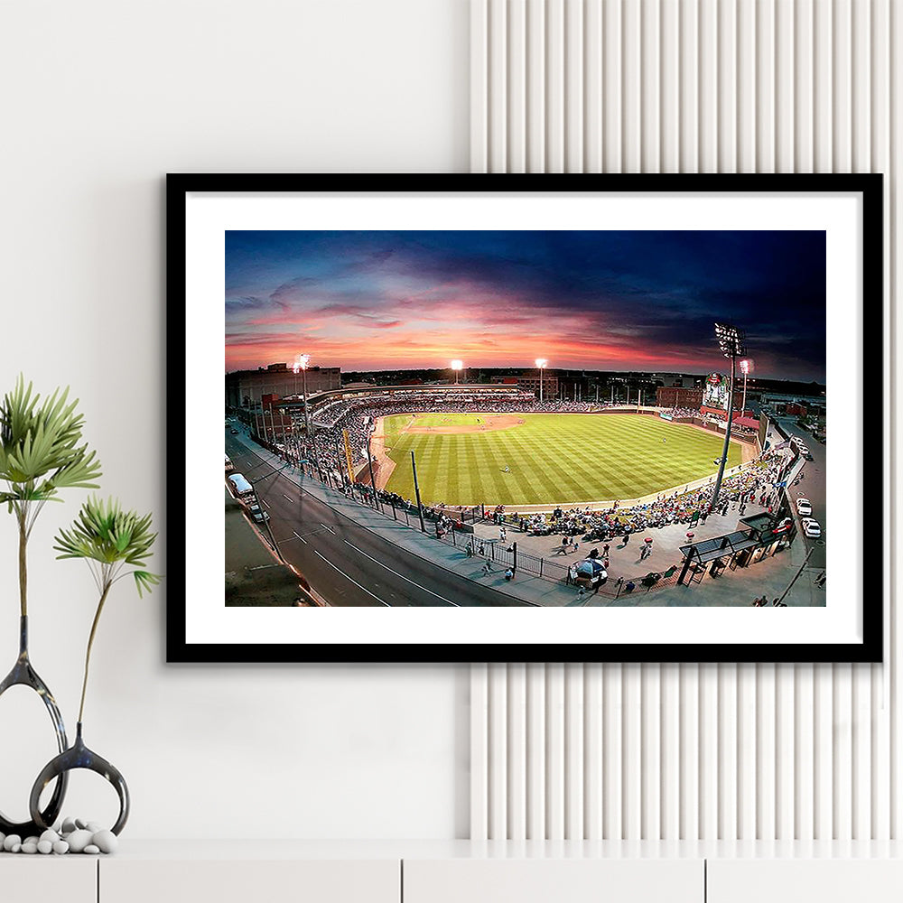 Fifth Third Field Dayton, Stadium Canvas, Sport Art, Gift for him, White Border Framed Art Print Wall Decor