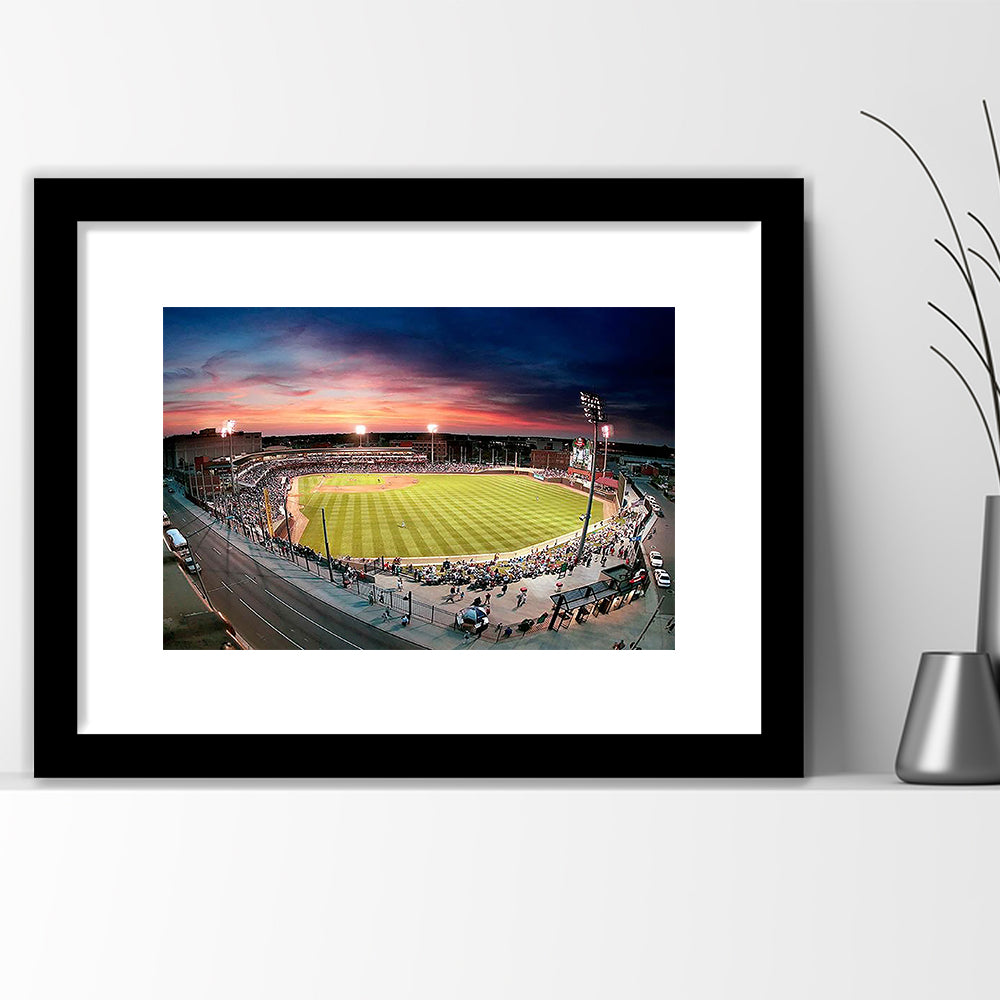 Fifth Third Field Dayton, Stadium Canvas, Sport Art, Gift for him, White Border Framed Art Print Wall Decor