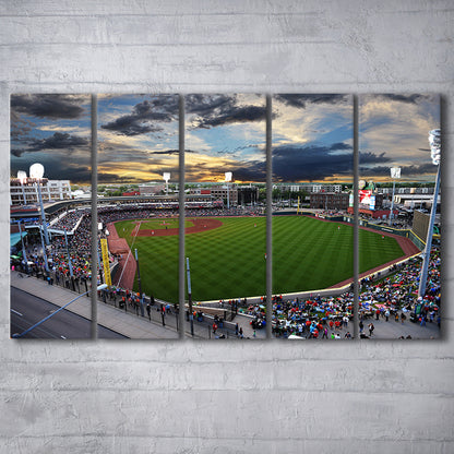 Fifth Third Field at Sunset, Stadium Canvas, Sport Art, 5 Panel B, Extra Large Canvas, Canvas Print Wall Art