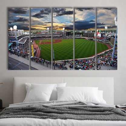 Fifth Third Field at Sunset, Stadium Canvas, Sport Art, 5 Panel B, Extra Large Canvas, Canvas Print Wall Art