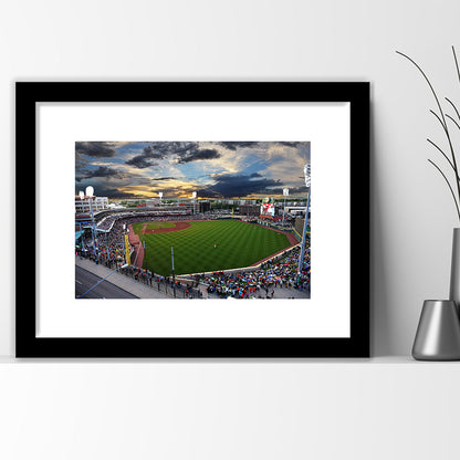Fifth Third Field at Sunset, Stadium Canvas, Sport Art, Gift for him, White Border Framed Art Print Wall Decor