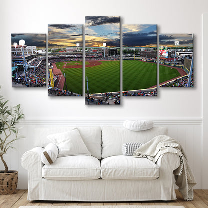 Fifth Third Field at Sunset, Stadium Canvas, Sport Art, Gift for him, 5 Panel, Large Canvas, Canvas Print Wall Art