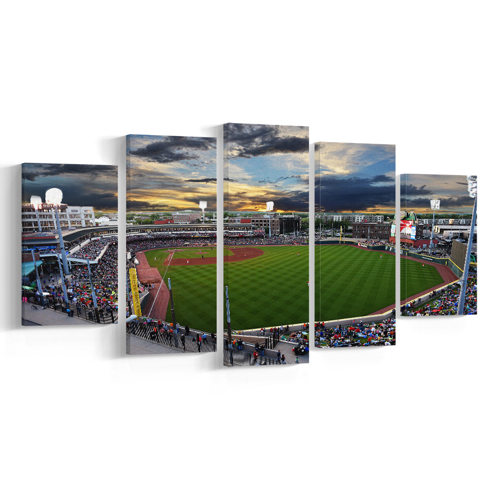 Fifth Third Field at Sunset, Stadium Canvas, Sport Art, Gift for him, 5 Panel, Large Canvas, Canvas Print Wall Art