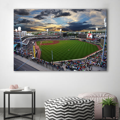 Fifth Third Field at Sunset, Stadium Canvas, Sport Art, Gift for him, Man Cave Decor, Art Print, Canvas Print Wall Art